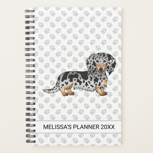 Agenda Dachshund E Texto De Cabelo Longo E Preto (Frente)