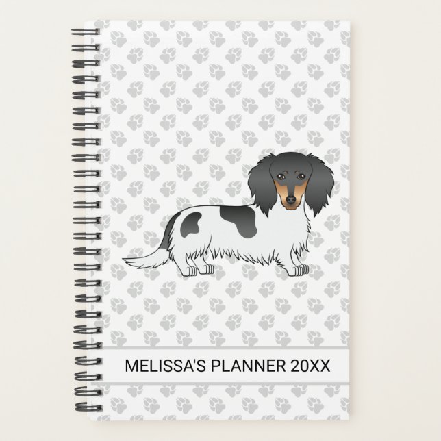 Agenda Dachshund E Texto De Cabelo Longo Preto E Tano (Frente)