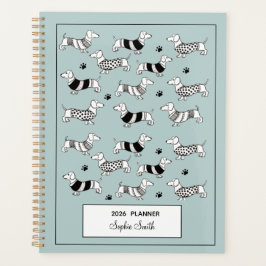 Agenda Dachshund ilustrated Dog amantes Blue 2022 Planner