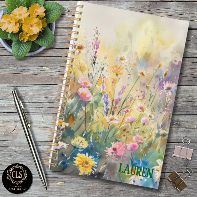 Agenda Daily Planner – Personalized Watercolor Wildflower (Daily Planner – Watercolor Wildflower Personalized Name)