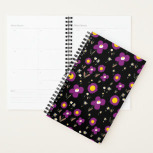 Agenda Daisy Flowers Purple Yellow White Brown Black