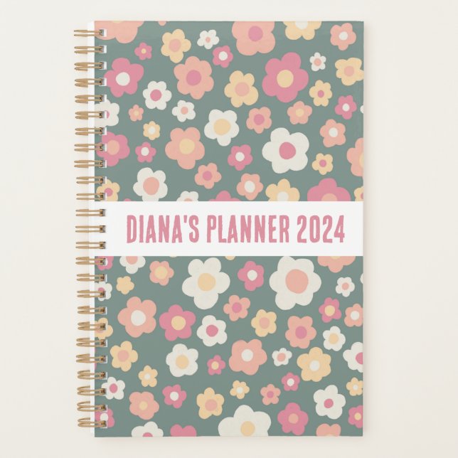 Agenda Daisy Pattern Flowers Blooms Floral Cute CUSTOM (Frente)