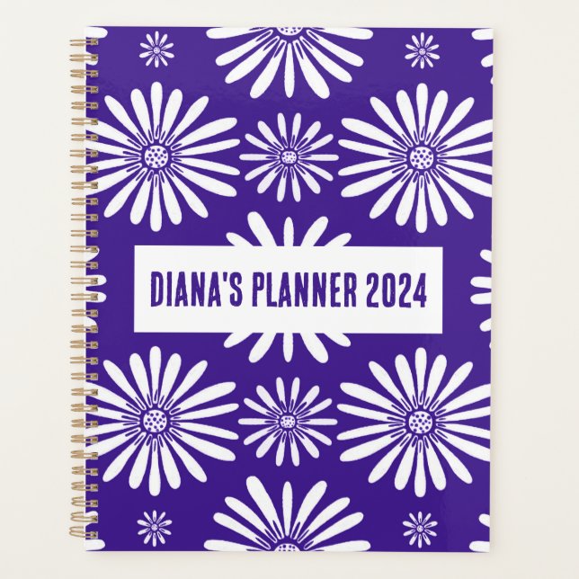 Agenda Daisy Pattern Flowers Blooms Floral Purple CUSTOM (Frente)