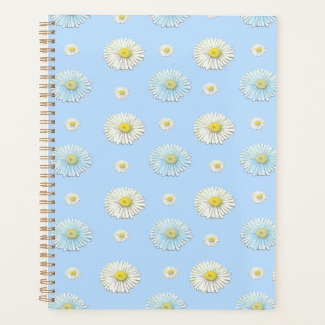 Agenda Daisy Pattern sobre fundo azul claro (Frente)