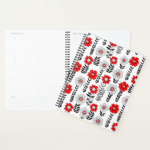 Agenda Daisy rabiscos em vermelho e preto