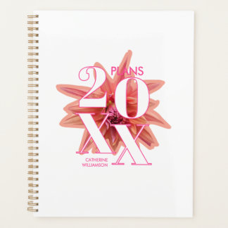 Agenda Dália de Flor de Pêssego Floral Personalizada