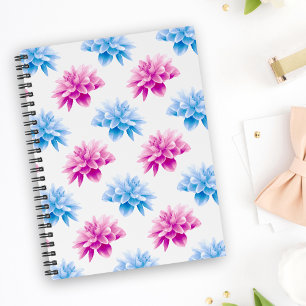 Agenda Dália Rosa, Dália Azul, Padrão Floral, Flores