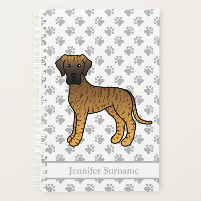 Agenda Dane Brindle Grande Cachorro de Desenho Animado Fo (Frente)