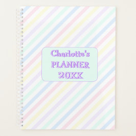 Agenda Danos Diagonais Stripes Arco-Íris Pastel Ano