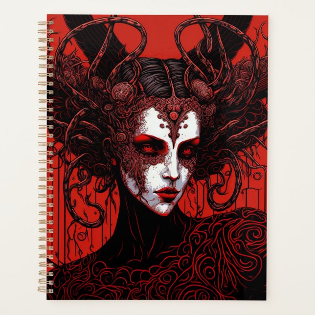 Agenda Dark Elf Demon Red Black Fantasy Art (Frente)