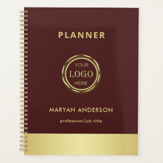 Agenda Dark-red gold design,Logo or Photo in gold circle,