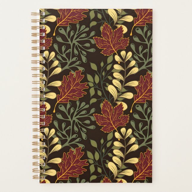 Agenda Dark red maple leaves floral pattern (Frente)