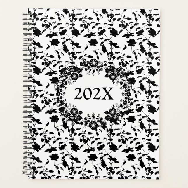 Agenda Data Personalizada Anual Preto e Branco (Frente)
