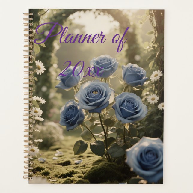 Agenda de Botânica para Na moda Rosa de Bloom Azul (Frente)