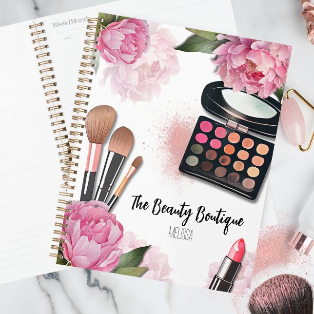 Agenda de Citações de Maquiador (Watercolor Floral Cosmetics Makeup Artist Planner)