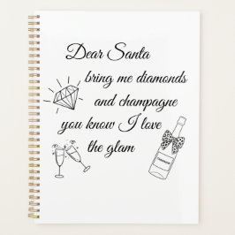 Agenda Dear Santa Champagne & Diamonds Line Art Design