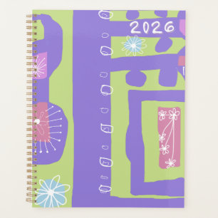 Agenda Decal Floral Estampa Étnica Roxo Verde Branco H