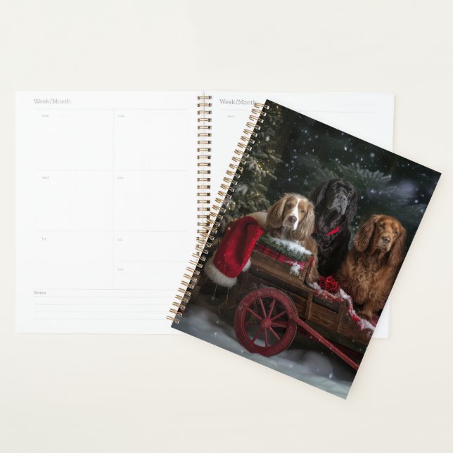 Agenda Decência de Natal do Cocker Spaniel Snowy Sleigh (Exibição)