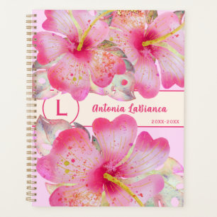 Agenda Decoração de Arte Flor de Hibiscus Floral Cor-de-Á