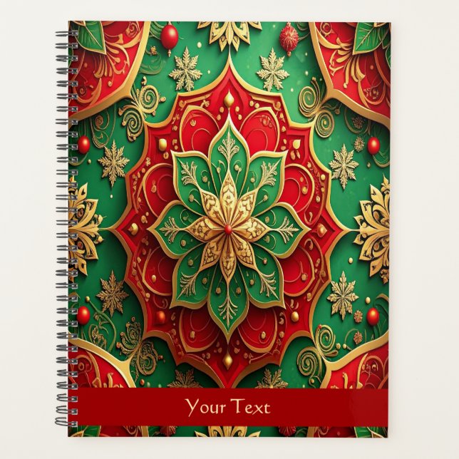 Agenda Decoração de Feriado Vermelho Verde (Frente)