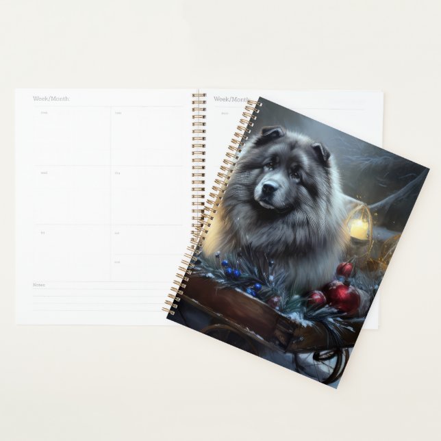 Agenda Decoração de Natal de Keeshond Snowy Sleigh (Exibição)