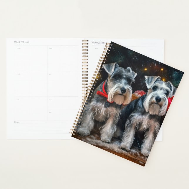 Agenda Decoração de Natal de Schnauzer Snowy Sleigh (Exibição)