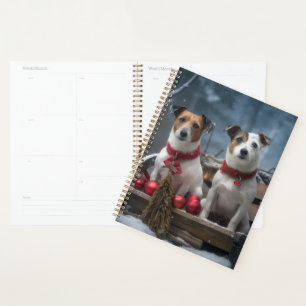 Agenda Decoração de Natal de Trenó com Jack Russell Branc