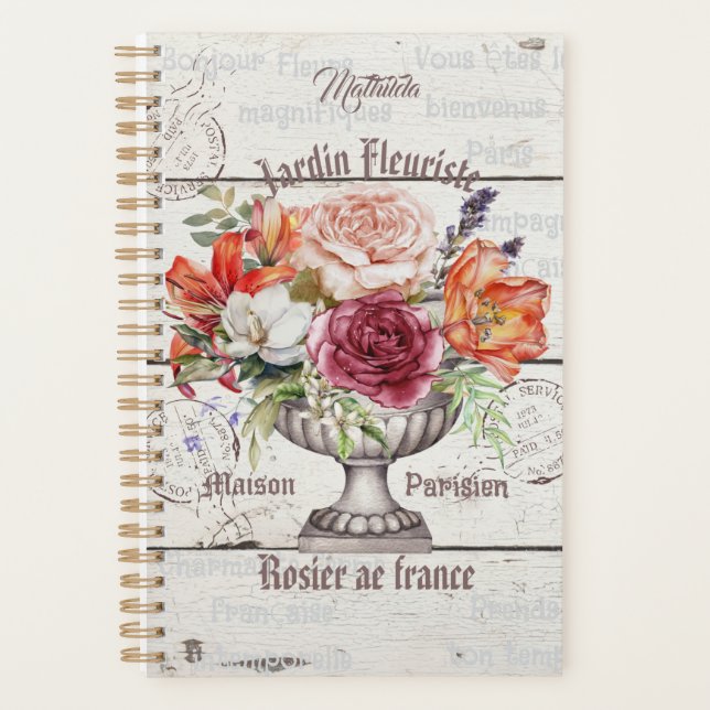 Agenda Decoração Floral Personalizada em madeira rústica  (Frente)