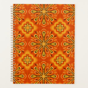 Agenda Decorativo do Padrão de Flor do Abstrato do Orange
