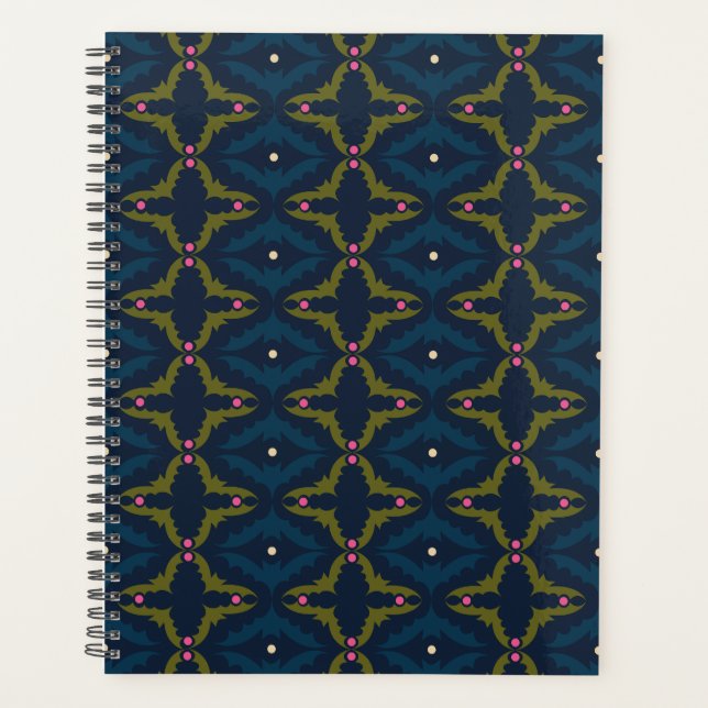 Agenda Deep Blue Retro Vintage Pattern  (Frente)
