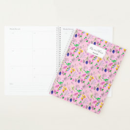 Agenda Delicar flores silvestres de aquarela a rosa