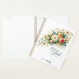 Agenda Descanse no Senhor floral personalizado