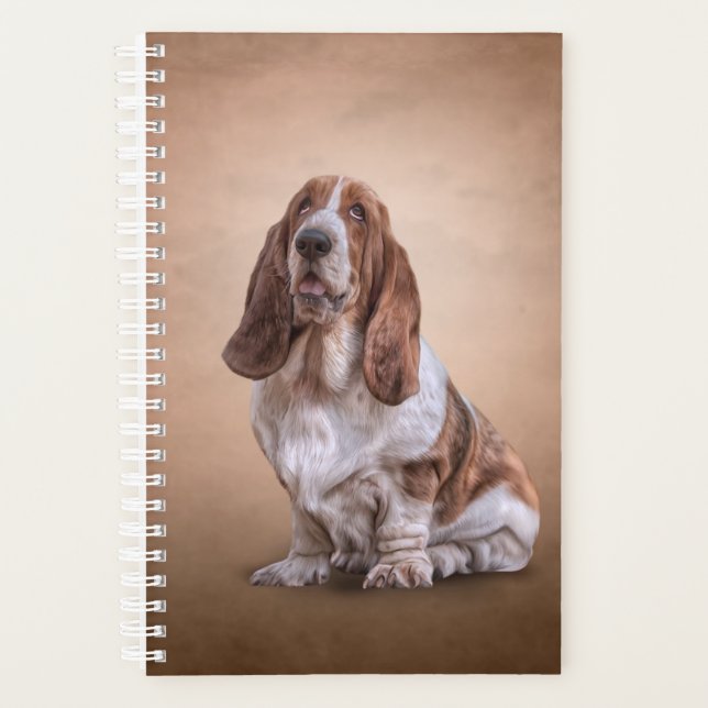 Agenda Desenhando um cão de Caça do Basset engraçado (Frente)