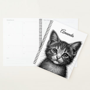 Agenda Desenho Adorável de Young Cat Personal