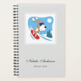 Agenda Desenho Animado Cachorro Fofinho Esporte Snowboard