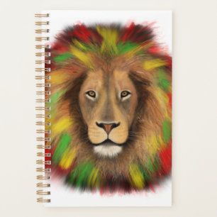 Agenda Desenho da cabeça de leão Rasta vermelho amarelo v