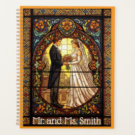 Agenda Desenho de Casamento em Vidro Colorido Tradicional