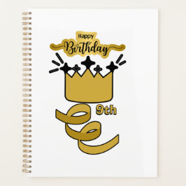 Agenda Desenho de Coroa de Rei de Aniversário de 9 anos P
