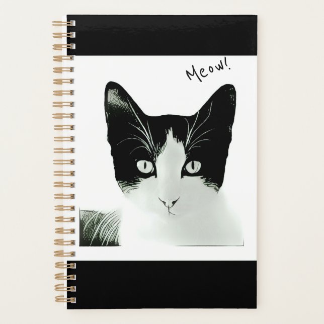 Agenda Desenho de Gatinhos Pretos e Brancos (Frente)