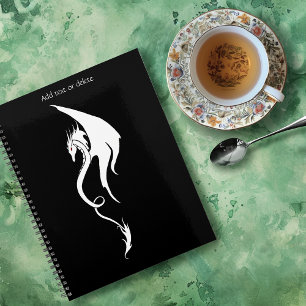 Agenda Desenho de Ilustração Tribal de Dragão Branco Pret
