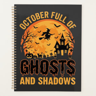 Agenda Desenho de Lua de Halloween de Fantasmas e Sombras