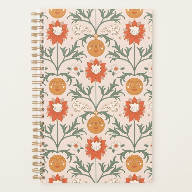 Agenda Desenho de padrão contínuo de explosão solar flora (Frente)