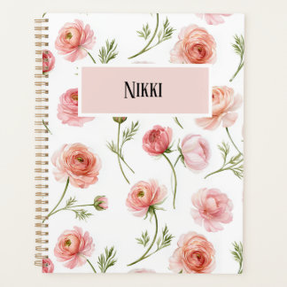 Agenda desenho de padrão floral de ranúnculo