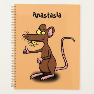 Agenda Desenho de rato marrom fofo dando polegar para cim