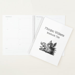 Agenda Desenho em Preto e Branco de Cabeça de Javali Anti