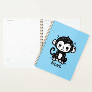 Agenda Desenho Fofo de Macaco Bebê - Arte Kawaii para Qua