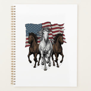 Agenda Desenho Vetorial de Cavalos Patrióticos Vintage_1