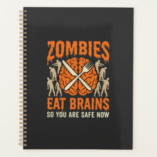 Agenda Desenho Vetorial de Zumbi Engraçado Comendo Cérebr