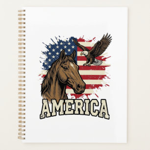 Agenda Desenho Vetorial Patriótico Águia Cavalo Vintage A
