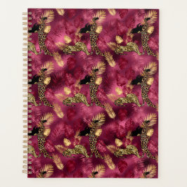 Agenda Design 10 da Série Burgundy e Dourada Leopard